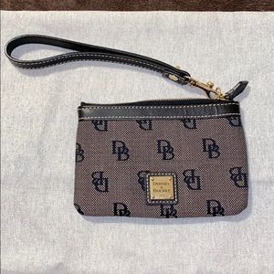 Dooney and Bourke canvas and leather wristlet